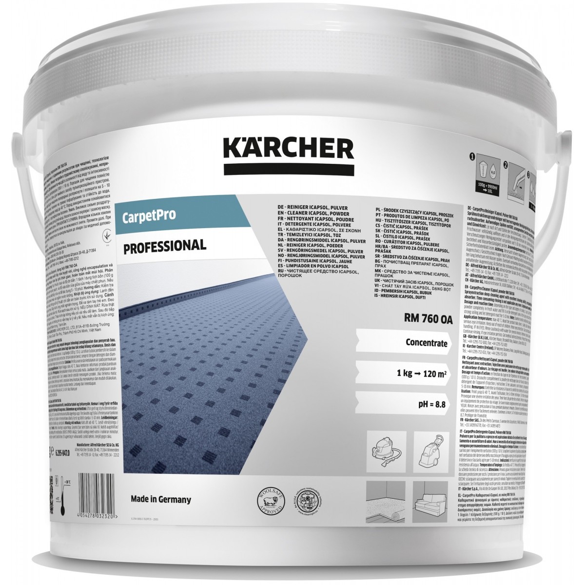 Proszek do czyszczenia wykładzin i tapicerki Kärcher CarpetPro RM 760 iCapsol OA 10 kg